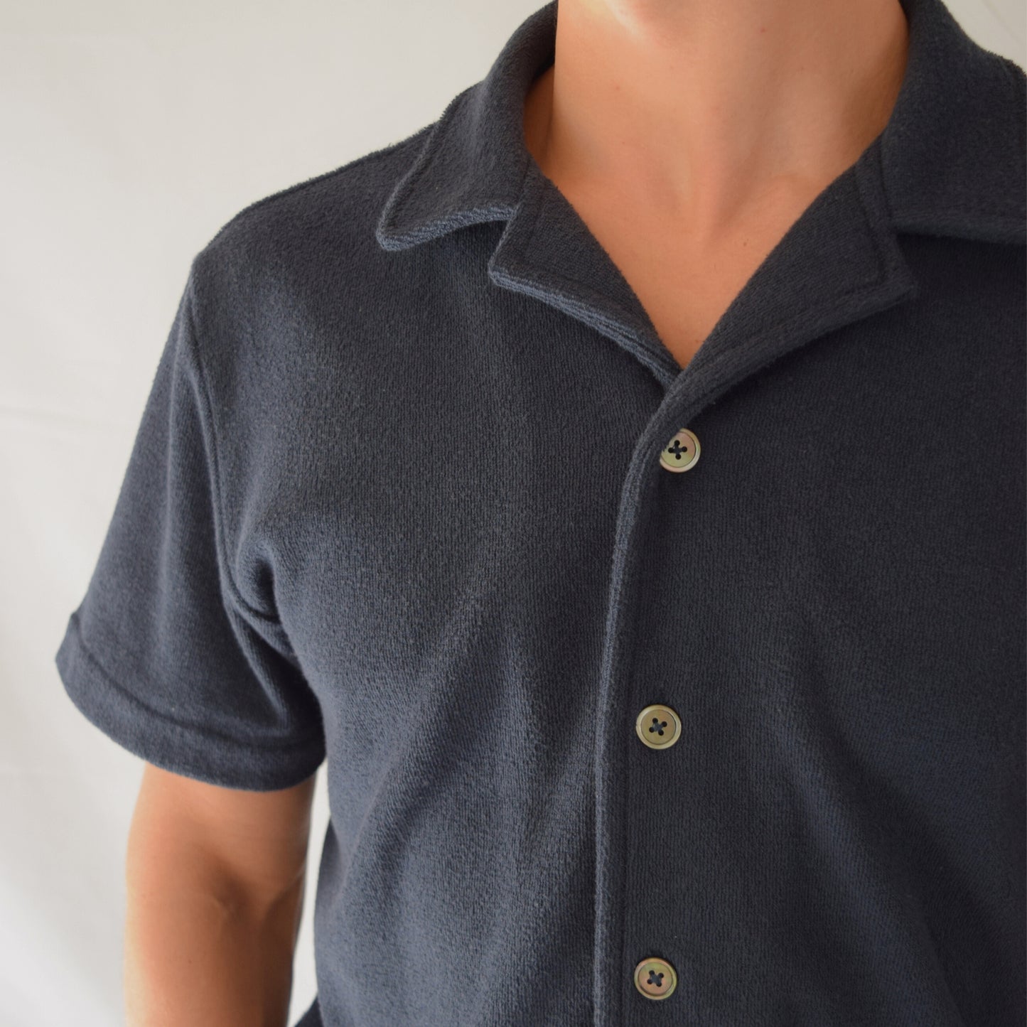 Navy Toweling Terry Cabana Shirt