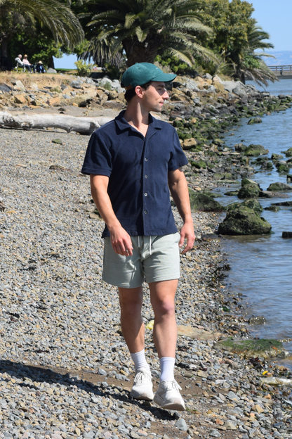 Navy Toweling Terry Cabana Shirt
